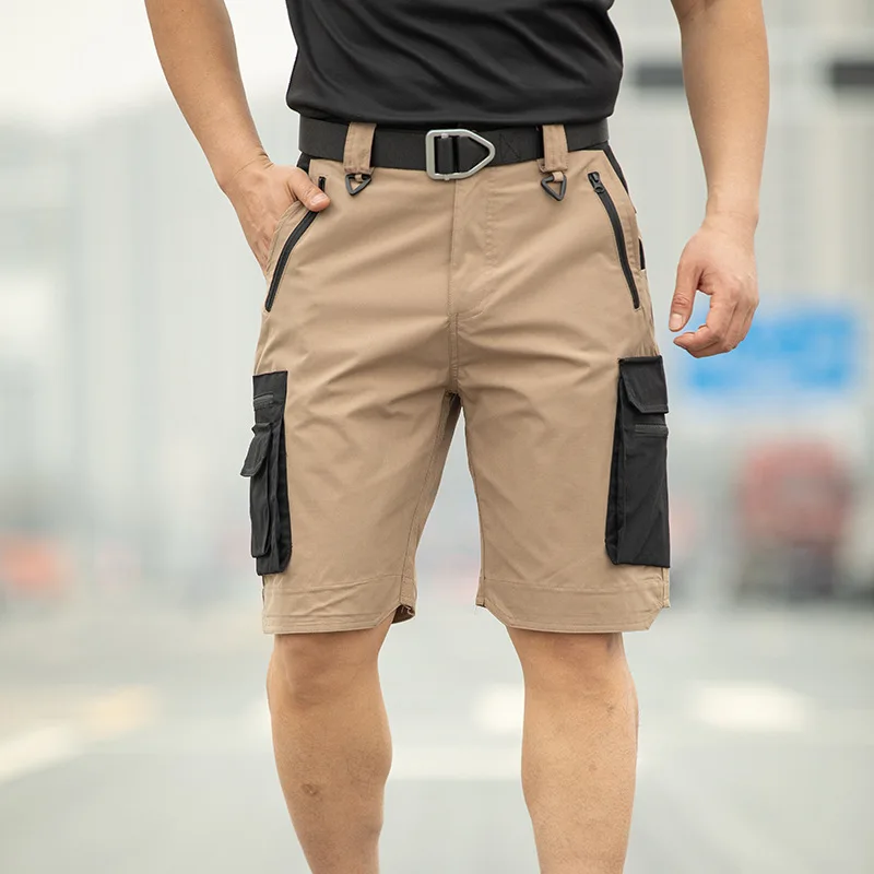 Fishing Multi-Pocket Cargo Shorts Men Wear-Resistant Tactical Pant Summer Thin Waterproof Quick Dry Outdoor Training Work Shorts