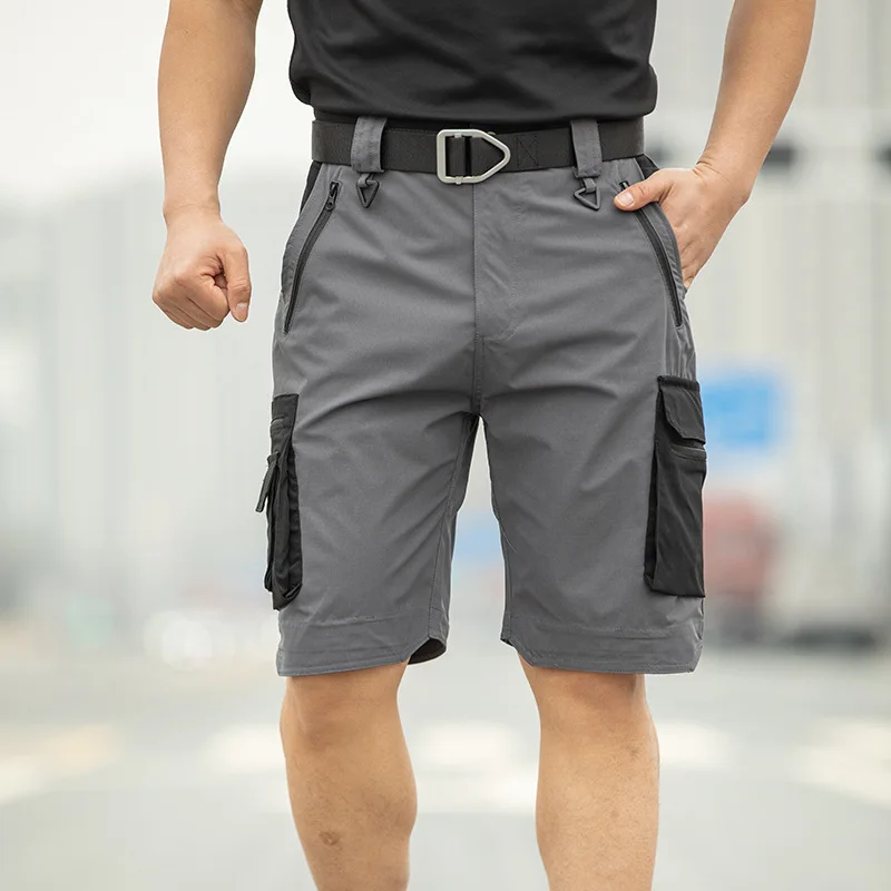 Fishing Multi-Pocket Cargo Shorts Men Wear-Resistant Tactical Pant Summer Thin Waterproof Quick Dry Outdoor Training Work Shorts
