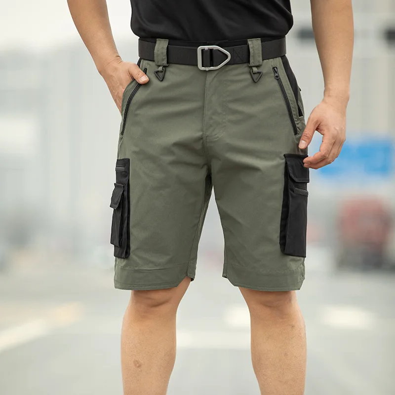 Fishing Multi-Pocket Cargo Shorts Men Wear-Resistant Tactical Pant Summer Thin Waterproof Quick Dry Outdoor Training Work Shorts
