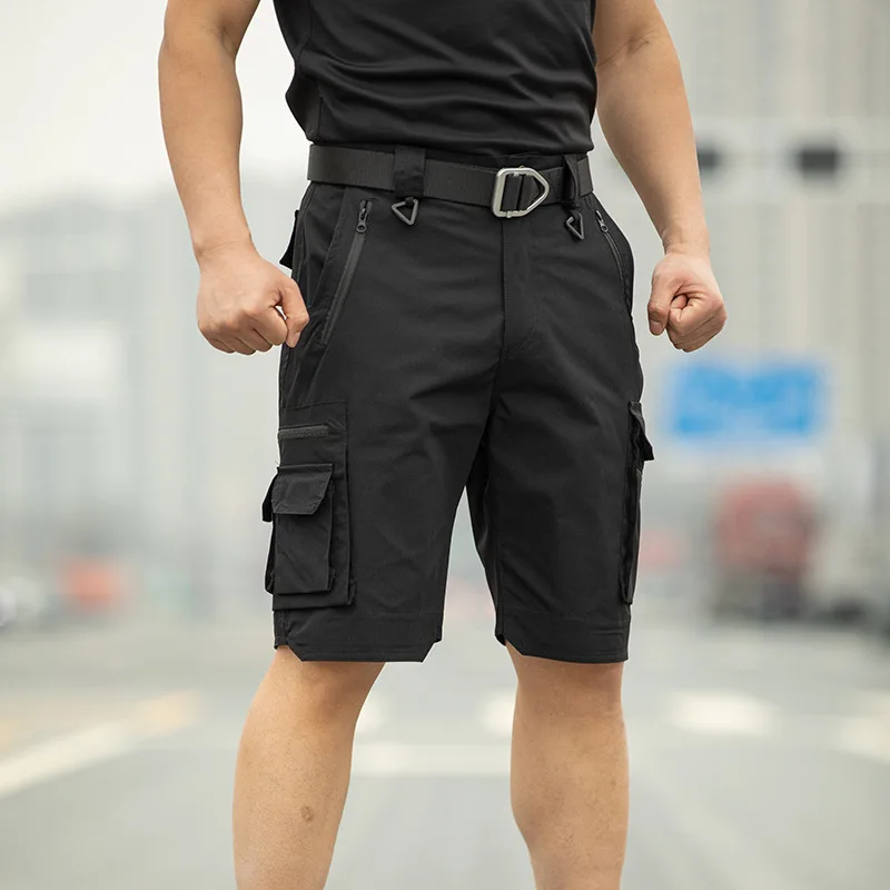 Fishing Multi-Pocket Cargo Shorts Men Wear-Resistant Tactical Pant Summer Thin Waterproof Quick Dry Outdoor Training Work Shorts