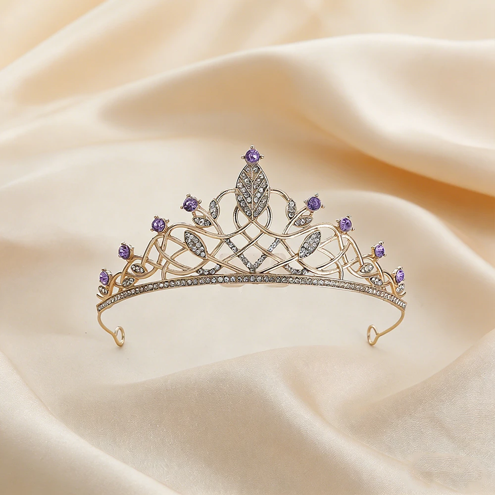 8 Simple Lines Sweet and Romantic Colorful Diamond Crown Princess Simple Adult Gift Children's Fashion Luxury Hair Accessories