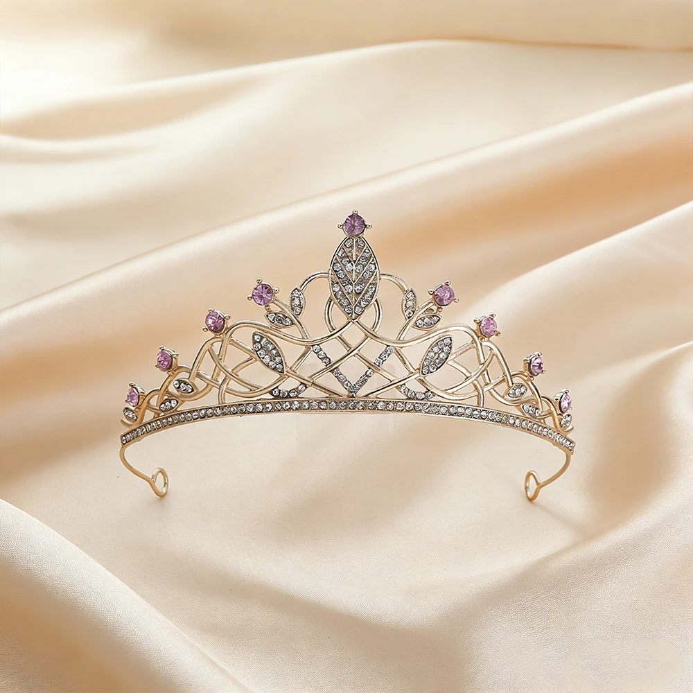 8 Simple Lines Sweet and Romantic Colorful Diamond Crown Princess Simple Adult Gift Children's Fashion Luxury Hair Accessories