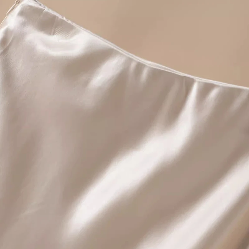 Female Classic High Waist Acetate Satin Skirts Lady Solid Color Party Dresses Girls Korean Fashion Thin A-Line Skirts