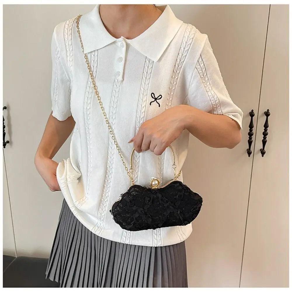 Luxury Polyester Lace Flower Bag Lace Flower Banquet Bag Clutch Handbag Women