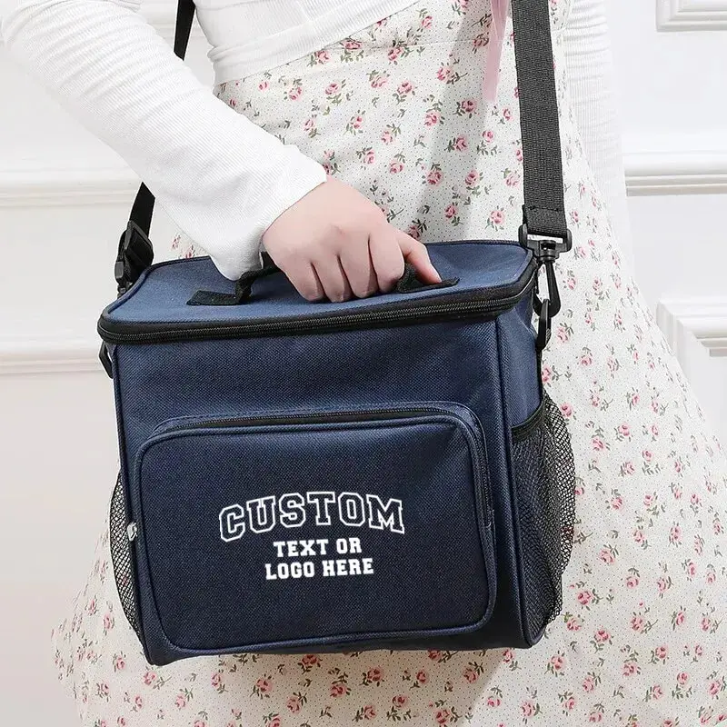 Customized Flower Letter Name Reusable Lunch Bags for Women Large Cold Preservation Insulated with Adjustable Shoulder Strap