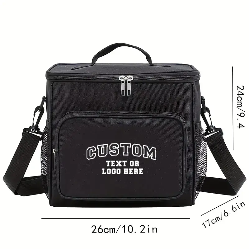Customized Flower Letter Name Reusable Lunch Bags for Women Large Cold Preservation Insulated with Adjustable Shoulder Strap