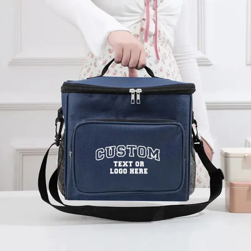 Customized Flower Letter Name Reusable Lunch Bags for Women Large Cold Preservation Insulated with Adjustable Shoulder Strap