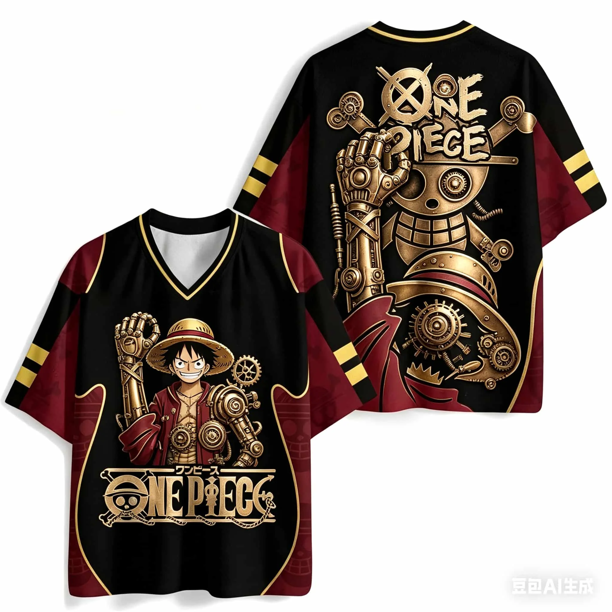 One Piece Monkey D.Luffy Oversized V-Neck Jersey 3D Quick Dry T-Shirt For Men Women Kids Anime Fan Tee Outdoor Sports Streetwear