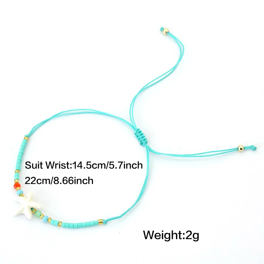 Noter New Bohemian Women String Bracelet Cute Starfish Conch Fish Marine Animals Charm Braslet Beach Vacation Jewelry Versatile