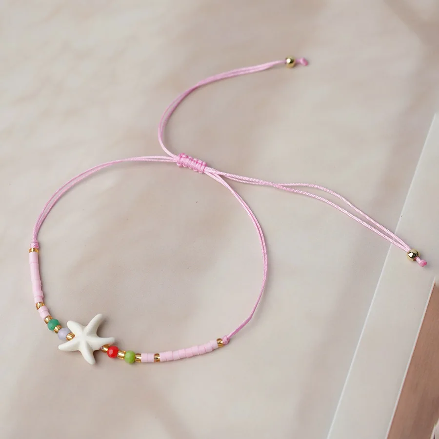 Noter New Bohemian Women String Bracelet Cute Starfish Conch Fish Marine Animals Charm Braslet Beach Vacation Jewelry Versatile