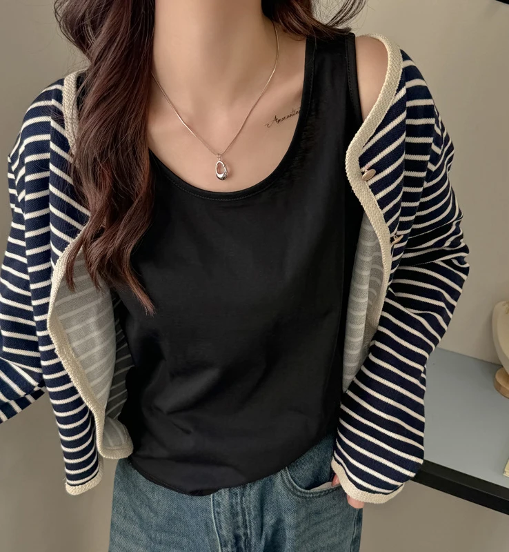Female New Korean Loose Camisole Soft Summer All-Match Tank Top Casual Bottom Sleeveless Streetwear Sport Breathable Outerwear