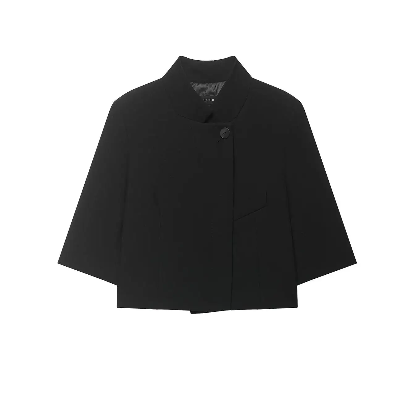 TFMLN 2026 Trendy Women's Suit Coats Stand Collar Half-Sleeve Blazer Solid Color Elegant Minimalist Style OL Fashion Outwear