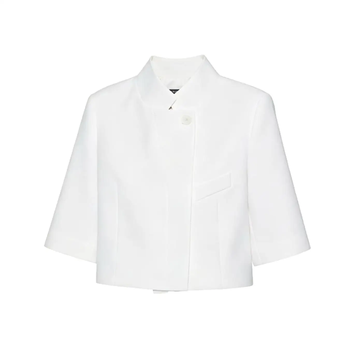 TFMLN 2026 Trendy Women's Suit Coats Stand Collar Half-Sleeve Blazer Solid Color Elegant Minimalist Style OL Fashion Outwear