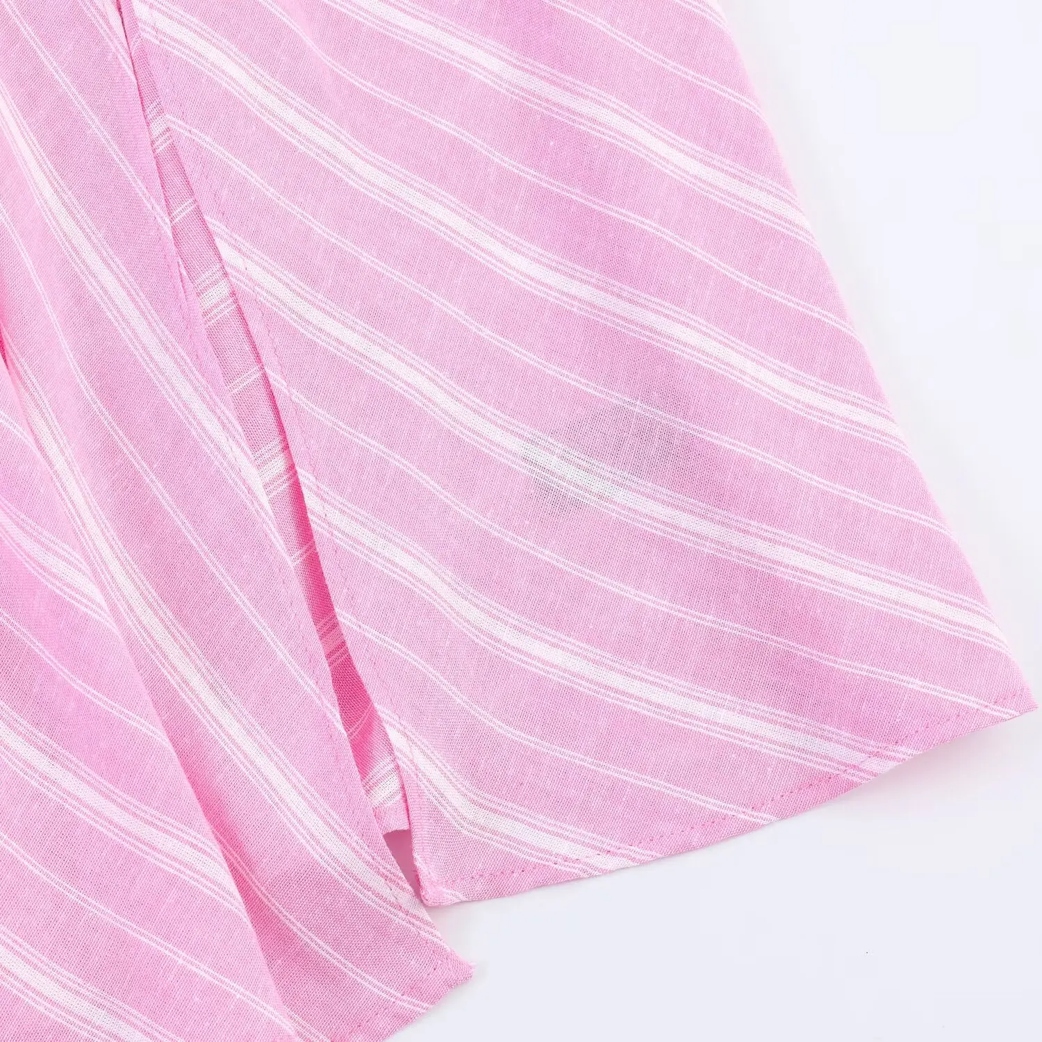 Women's Fashion Skirt Set 2 Piece Set Pink Oversize Long Sleeve Striped Shirt & Zipper Splicing Pleated Midi Skirt Female Outfit