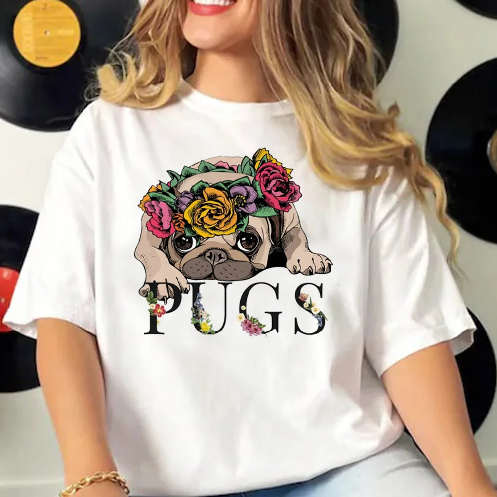 Pug T-shirts Women Comfortable Pattern Printed Design Tshirt Girl 2000s Clothing
