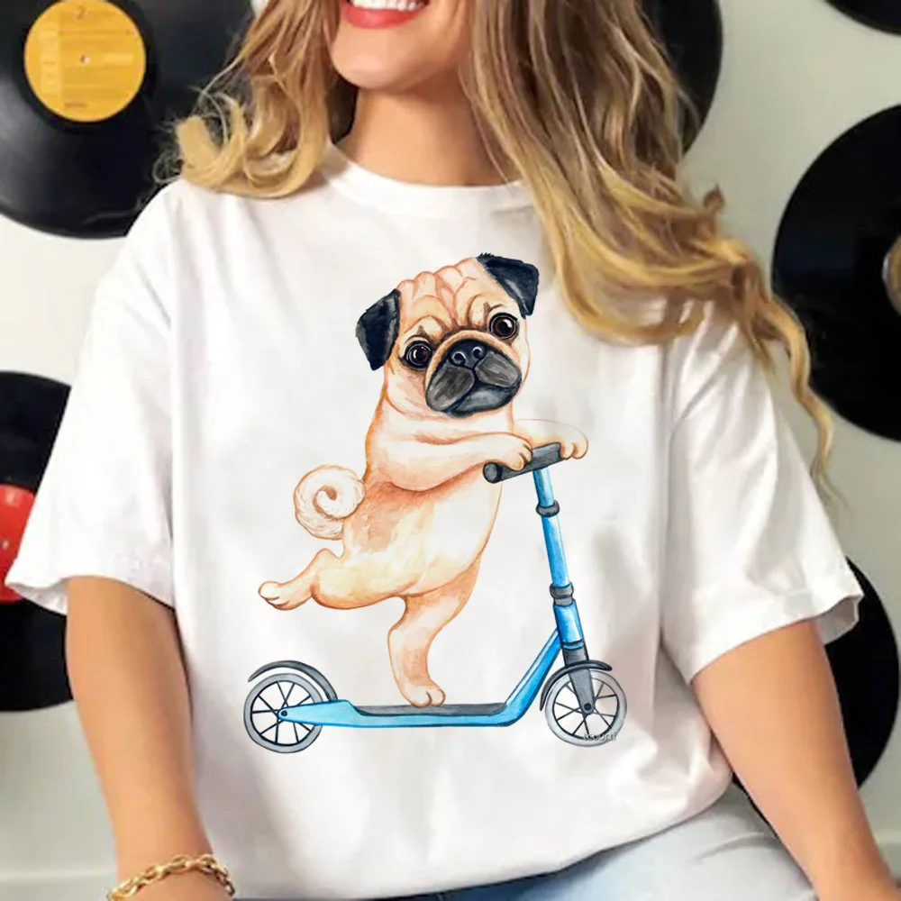 Pug T-shirts Women Comfortable Pattern Printed Design Tshirt Girl 2000s Clothing