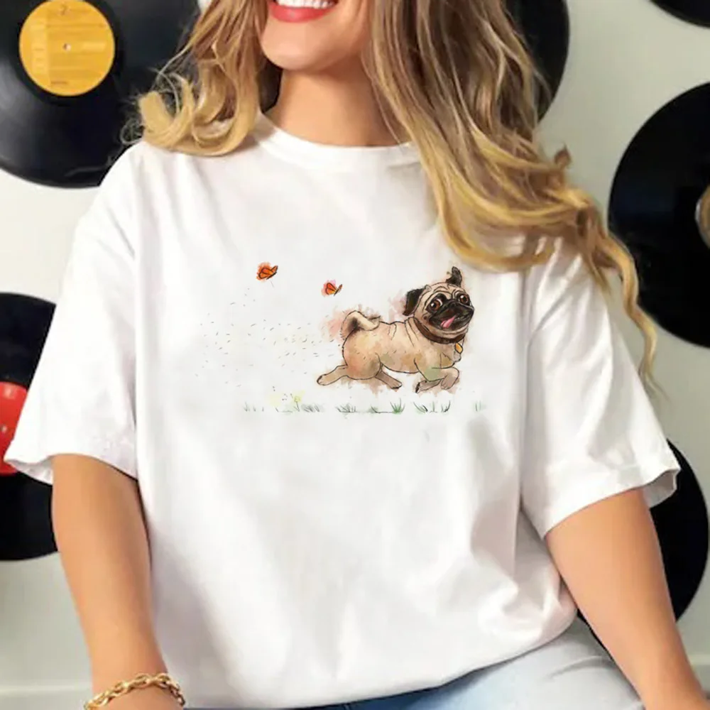 Pug T-shirts Women Comfortable Pattern Printed Design Tshirt Girl 2000s Clothing