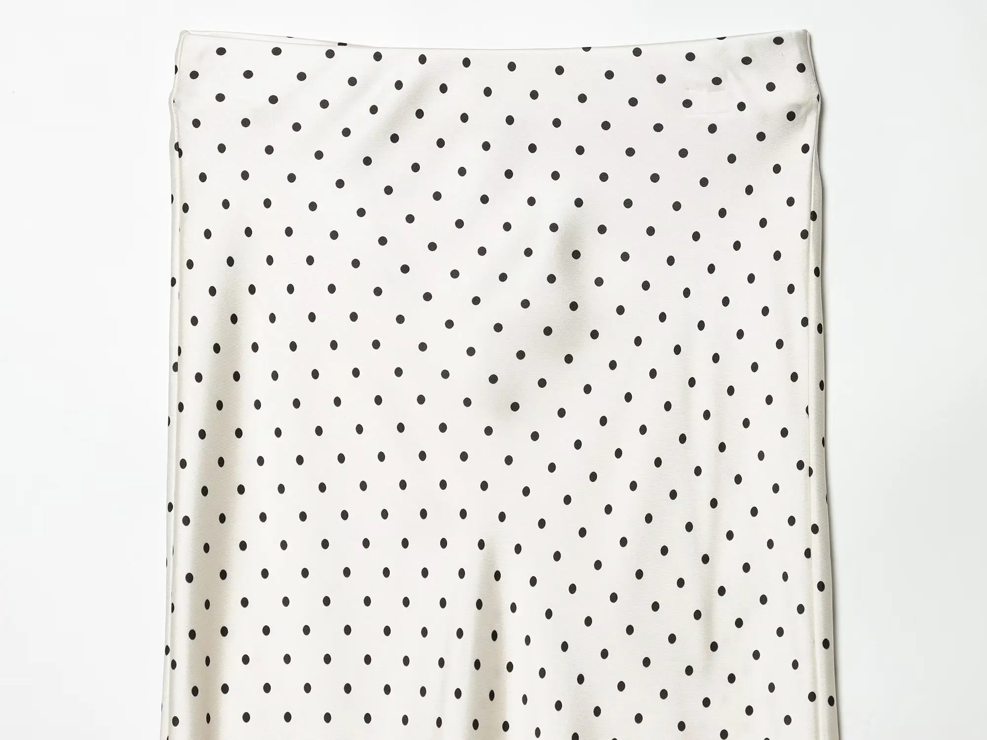 Women White Vintage Polka Dot Satin Skirts Spring Summer New High Waist Casual Mid Length Skirts Lady Elegant Party Skirts