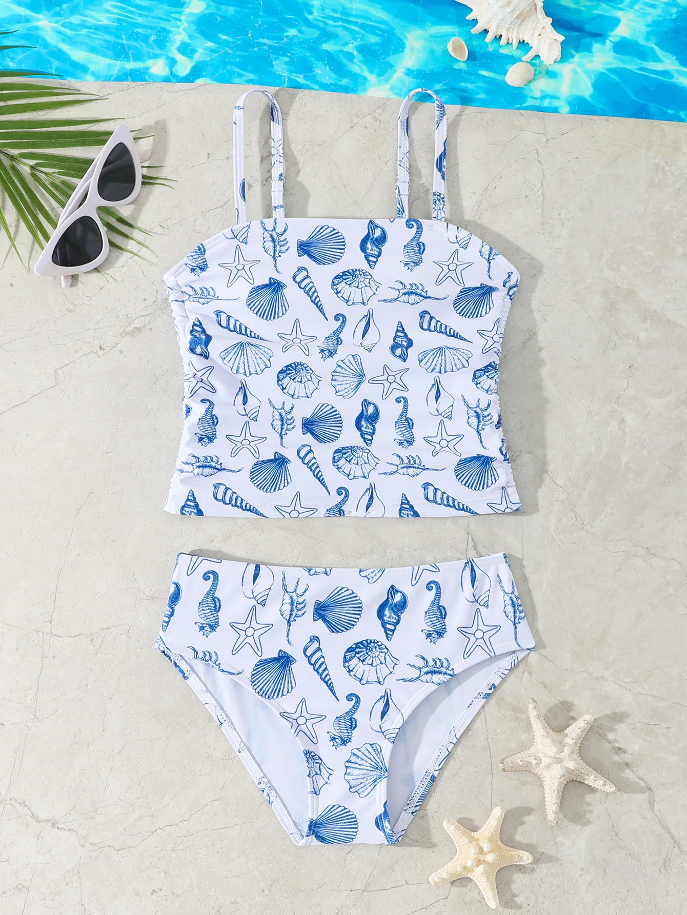 Tween Girl's Two Piece Bikini Swimsuit Sets Floral And Plaid Cute Casual Kids Girl Swimwear for 8-12Y Bathing Suit Beach Wear