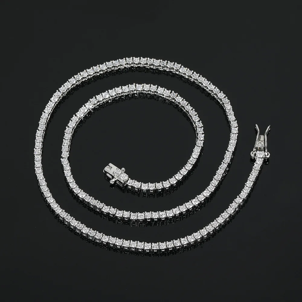 D VVS1 Moissanite Tennis Necklace For Women Top Quality 100% 925 Sterling Silver Sparkling Party Fine Jewelry