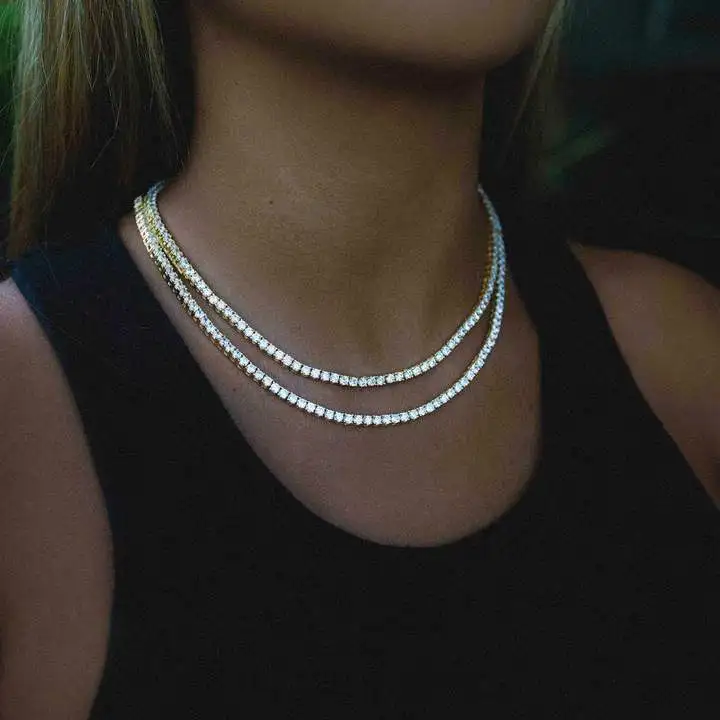 D VVS1 Moissanite Tennis Necklace For Women Top Quality 100% 925 Sterling Silver Sparkling Party Fine Jewelry