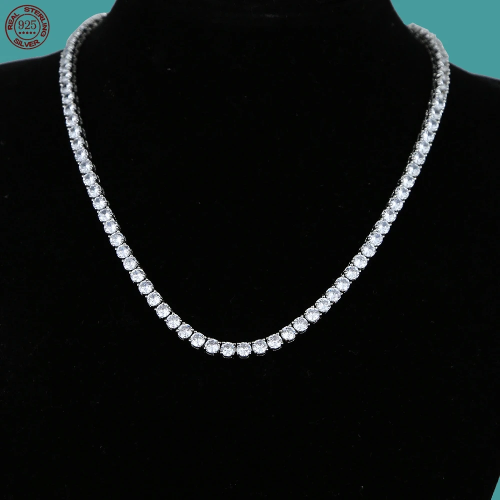 D VVS1 Moissanite Tennis Necklace For Women Top Quality 100% 925 Sterling Silver Sparkling Party Fine Jewelry
