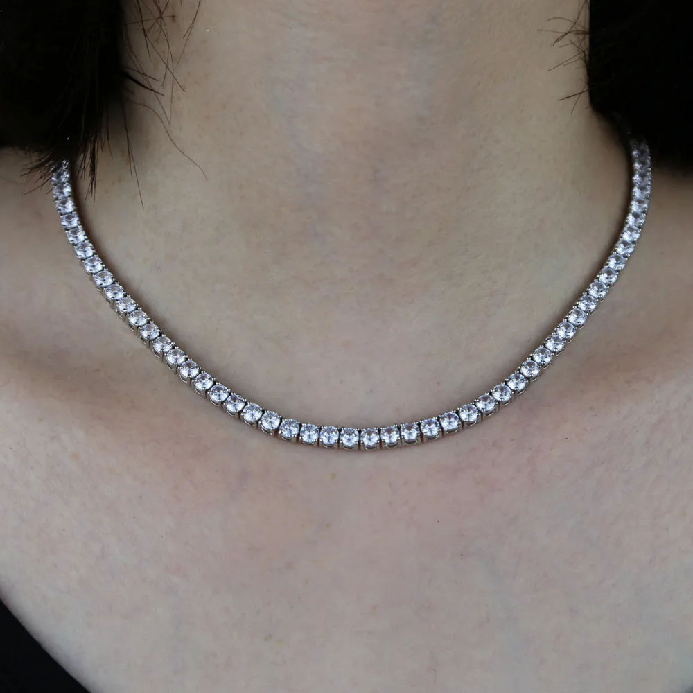 D VVS1 Moissanite Tennis Necklace For Women Top Quality 100% 925 Sterling Silver Sparkling Party Fine Jewelry
