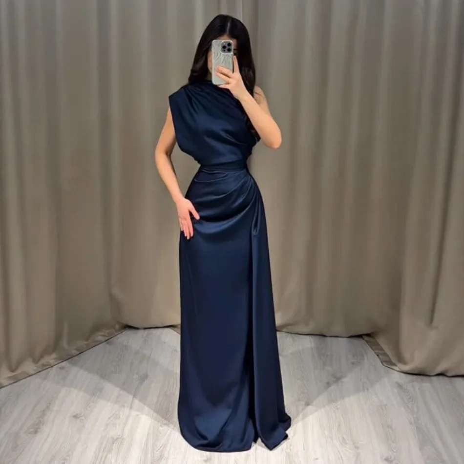 Summer New ElegantSatin Patchwork Maxi Dress Women Sleeveless Ruched Slim Long Dresses Wedding Guest Evening Party Robes