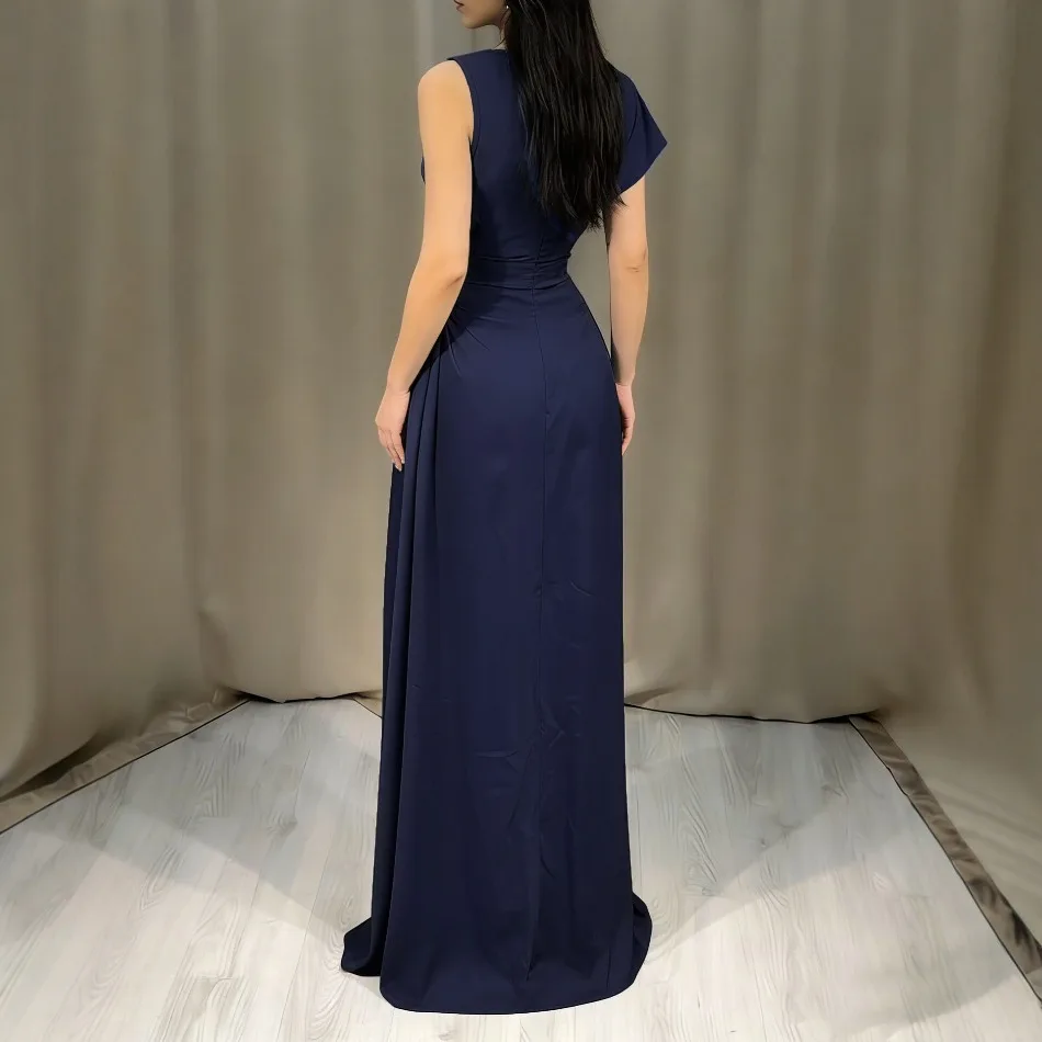 Summer New ElegantSatin Patchwork Maxi Dress Women Sleeveless Ruched Slim Long Dresses Wedding Guest Evening Party Robes