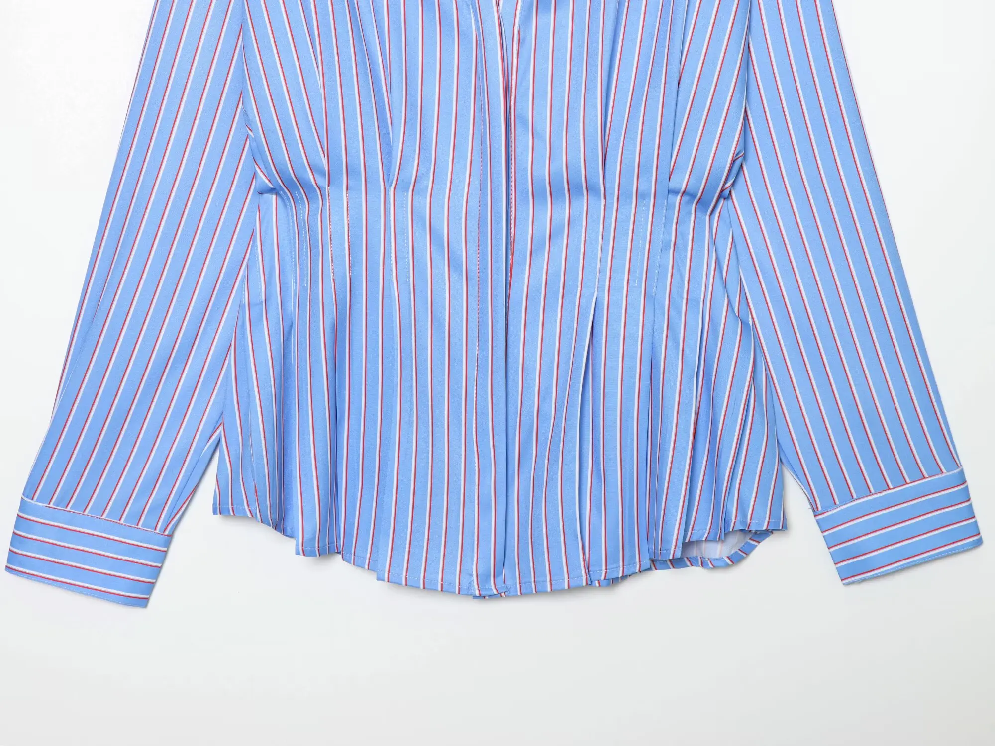 TFMLN Spring Women's Pleated Waist Cinching Shirts Chic Single Breasted Full Sleeve Commuting Blouses 2026 New Ladies Tops