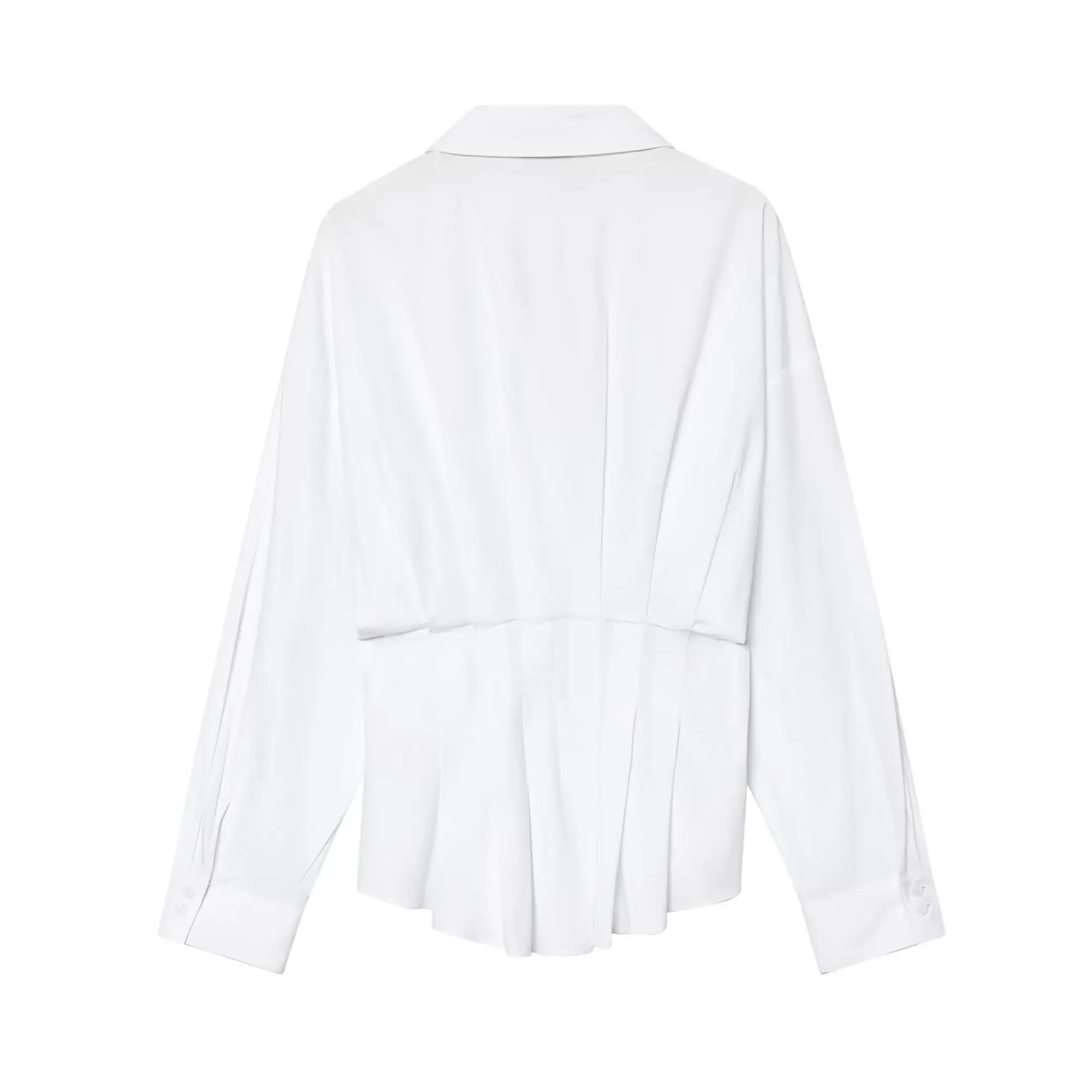 TFMLN Spring Women's Pleated Waist Cinching Shirts Chic Single Breasted Full Sleeve Commuting Blouses 2026 New Ladies Tops