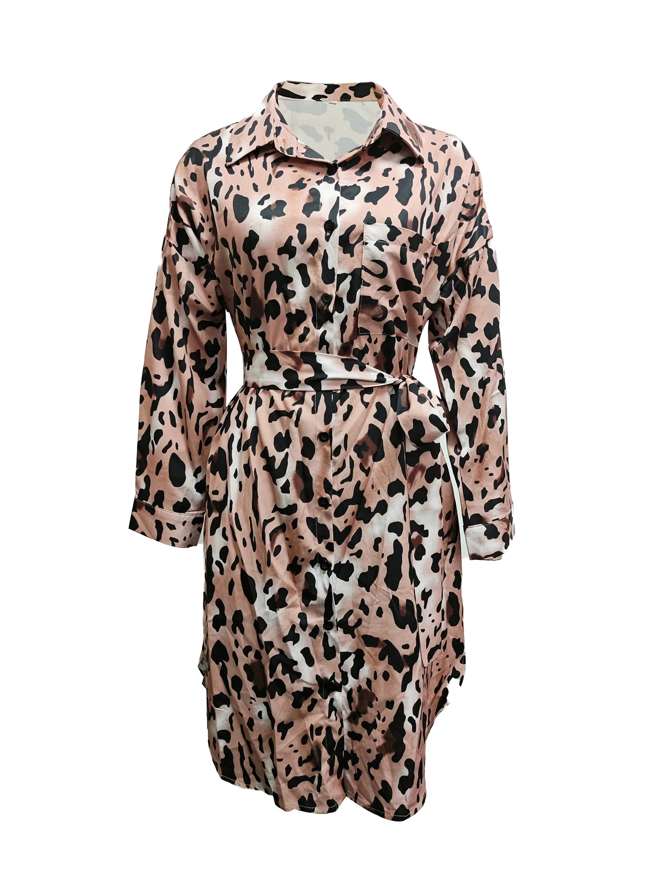 Striped Button Down Shirt Dress With Waist Belt Roll Up Sleeves For Women