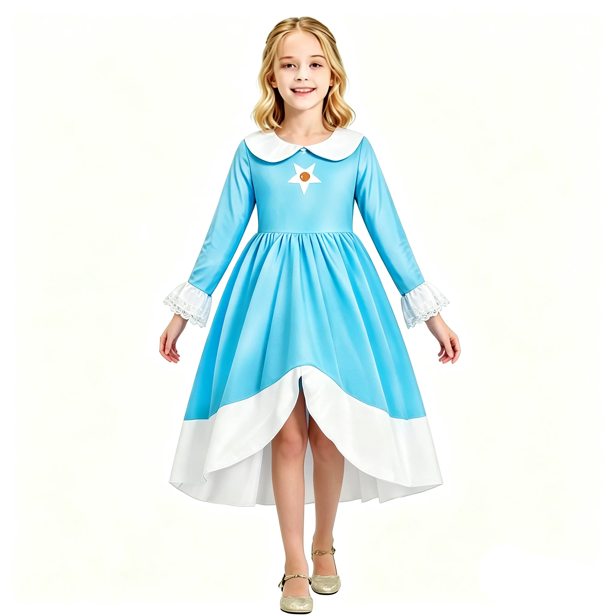 2026 Movie Girls Princess Dress Video Game Star Pattern Outfit Rosalina Role Play Costume Kids Halloween Peach Cosplay Clothes