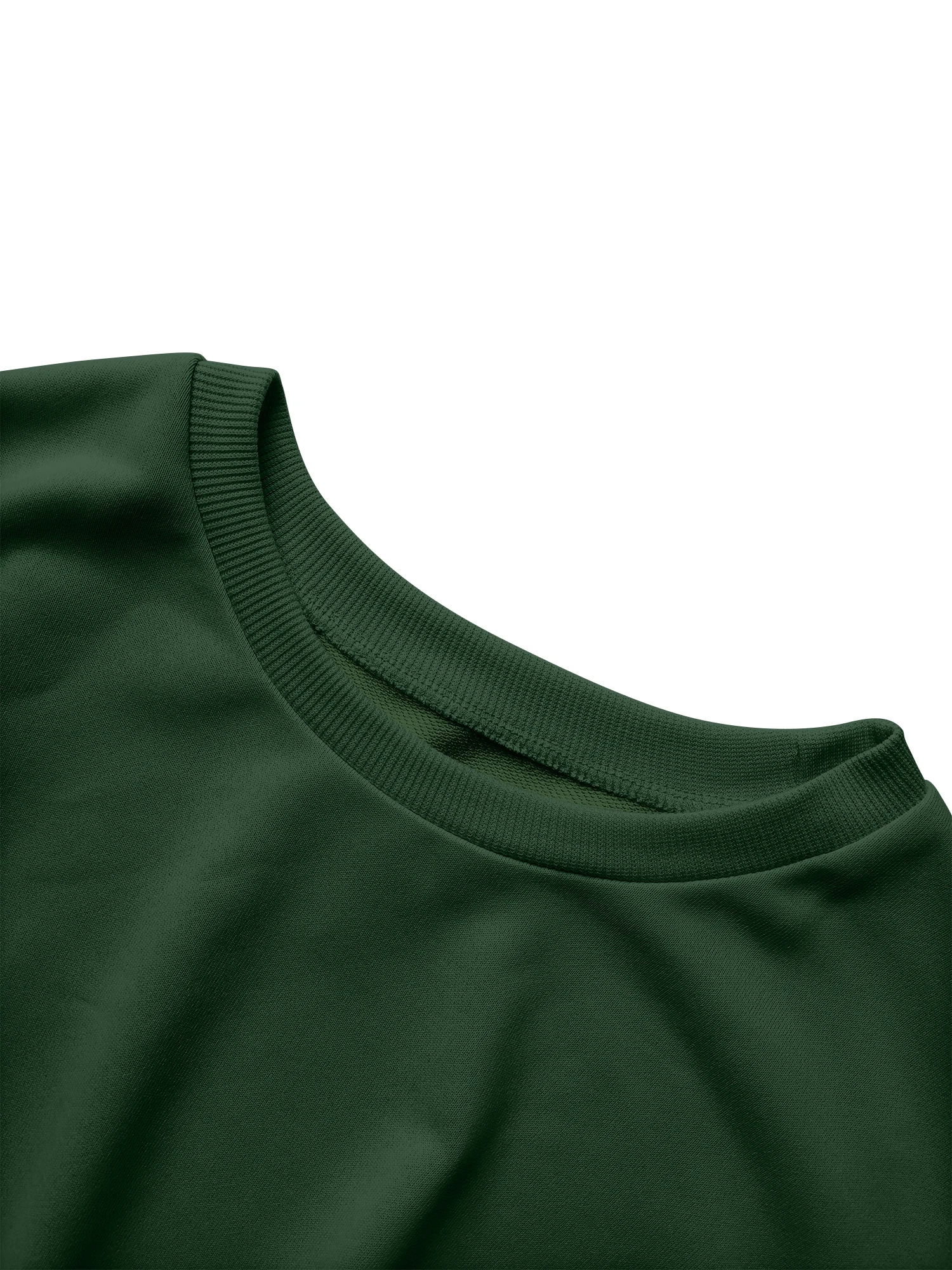 Women Casual Crew Neck Cropped Sweatshirt, Long Sleeve Ruched Waist Button Side Pullover Top, Solid Color Slim Fit Streetwear