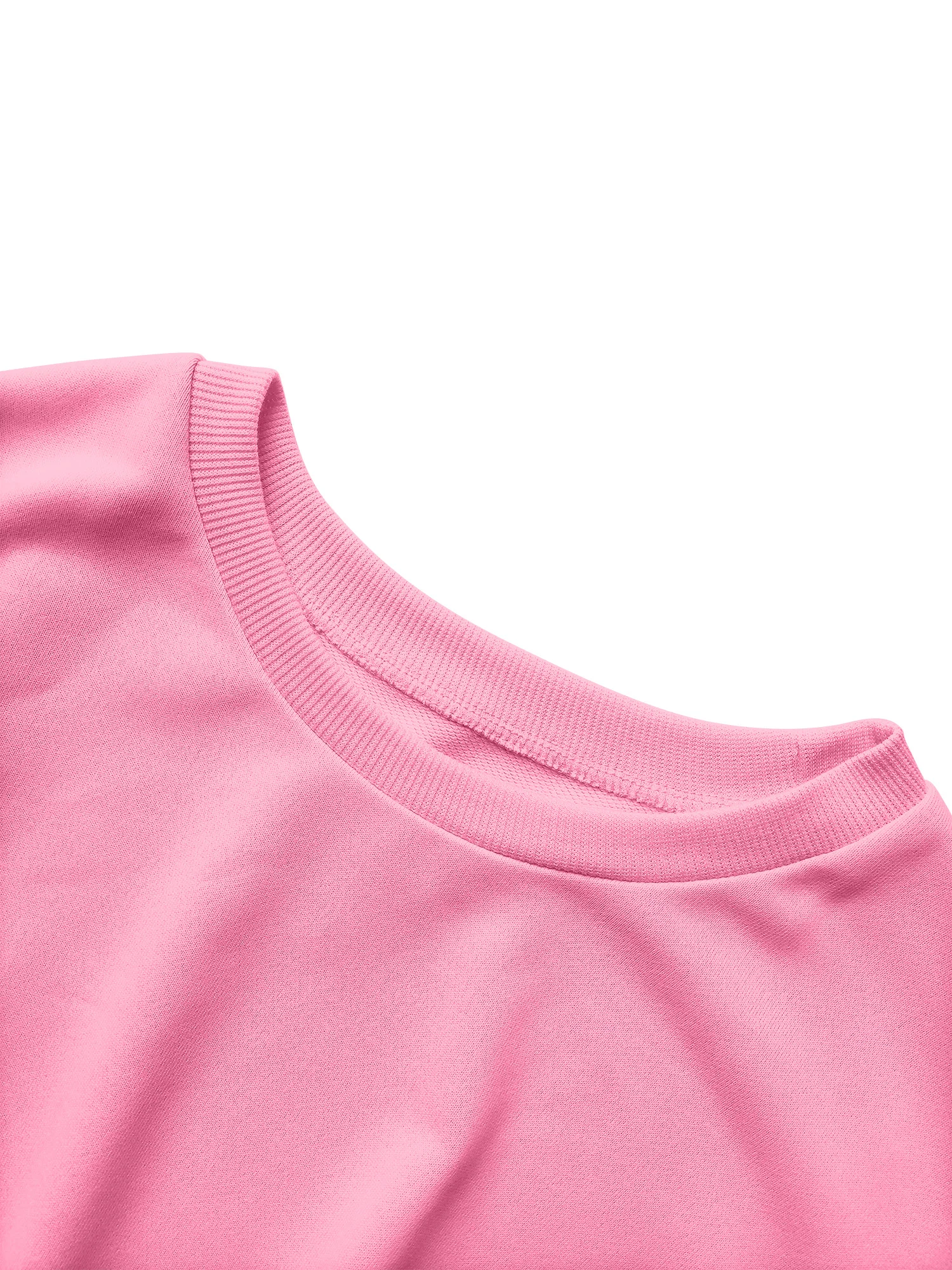Women Casual Crew Neck Cropped Sweatshirt, Long Sleeve Ruched Waist Button Side Pullover Top, Solid Color Slim Fit Streetwear