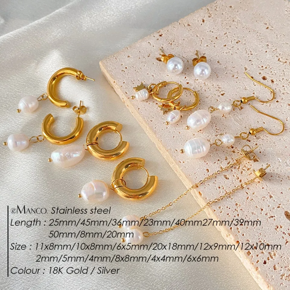 Luxury Pearl Hoop Earrings Minimalist 18K Gold Plated Pearl Charms Earrings for Girls Trendy Anniversary Birthday Jewelry Gift