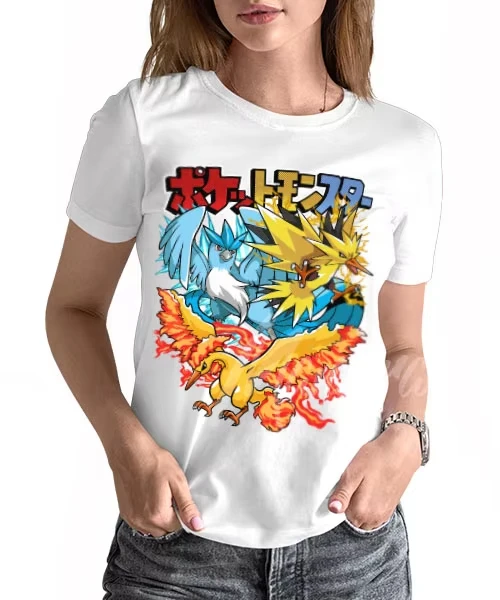 Pokémon Anime Articuno Zapdos Moltres Printed T-shirt Men's and Women's T-shirt Men's Tops Harajuku Y2K T-shirt 2026 Summer New