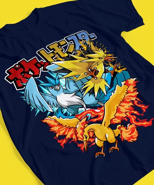 Pokémon Anime Articuno Zapdos Moltres Printed T-shirt Men's and Women's T-shirt Men's Tops Harajuku Y2K T-shirt 2026 Summer New