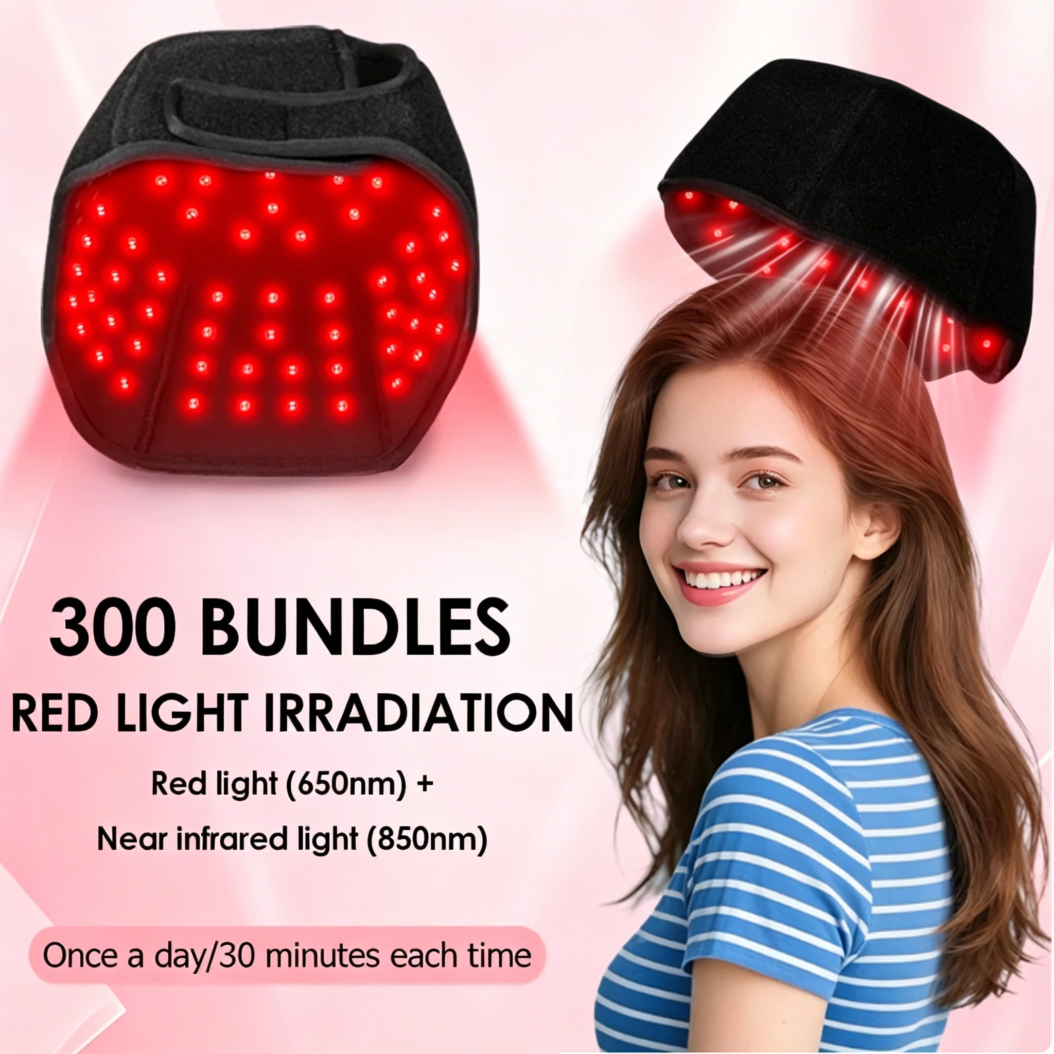 660nm 850nm Near Infrared LED Red Light Therapy Hat Device for Hair Growth Cap Prevant Loss Head Relaxation Relief Scalp