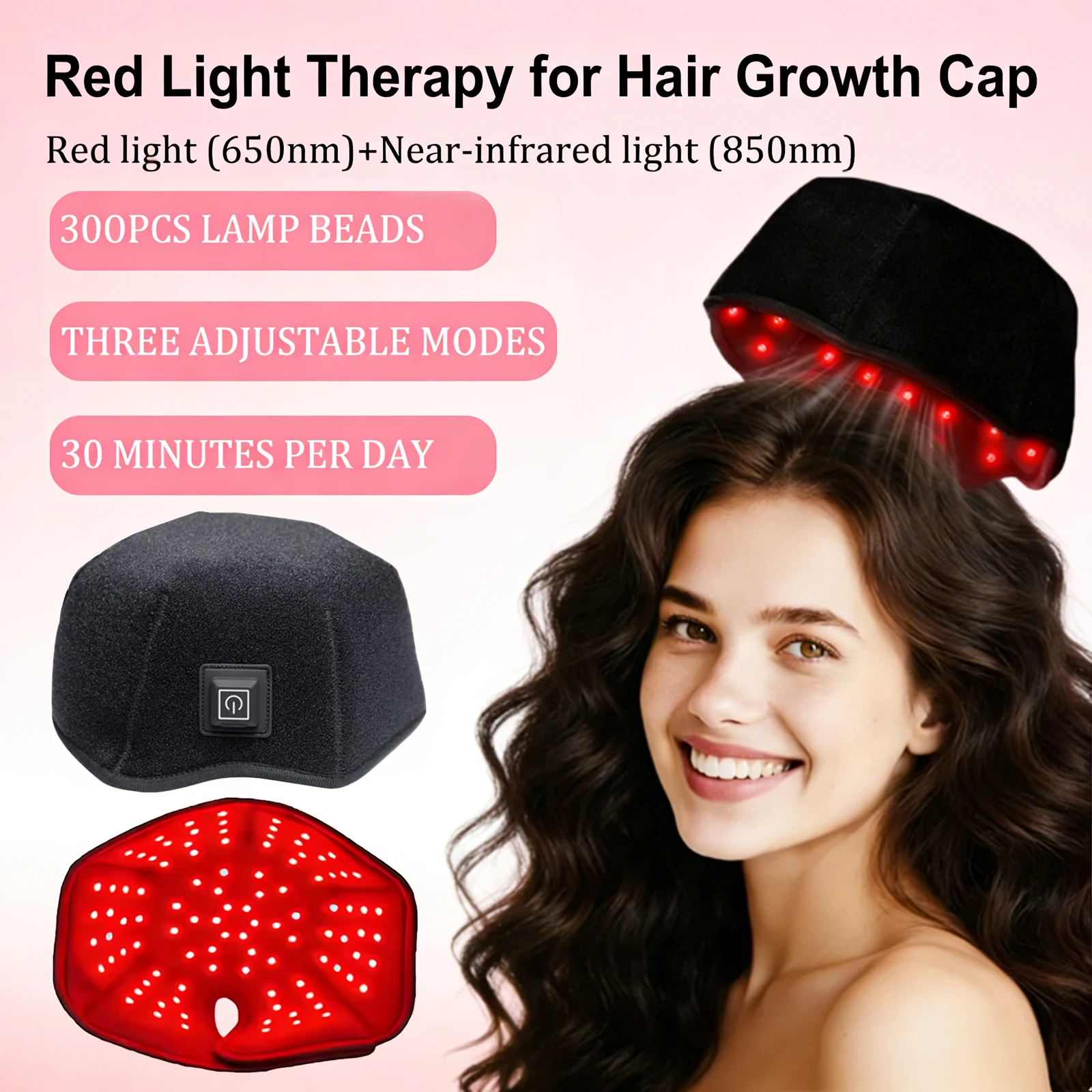 660nm 850nm Near Infrared LED Red Light Therapy Hat Device for Hair Growth Cap Prevant Loss Head Relaxation Relief Scalp