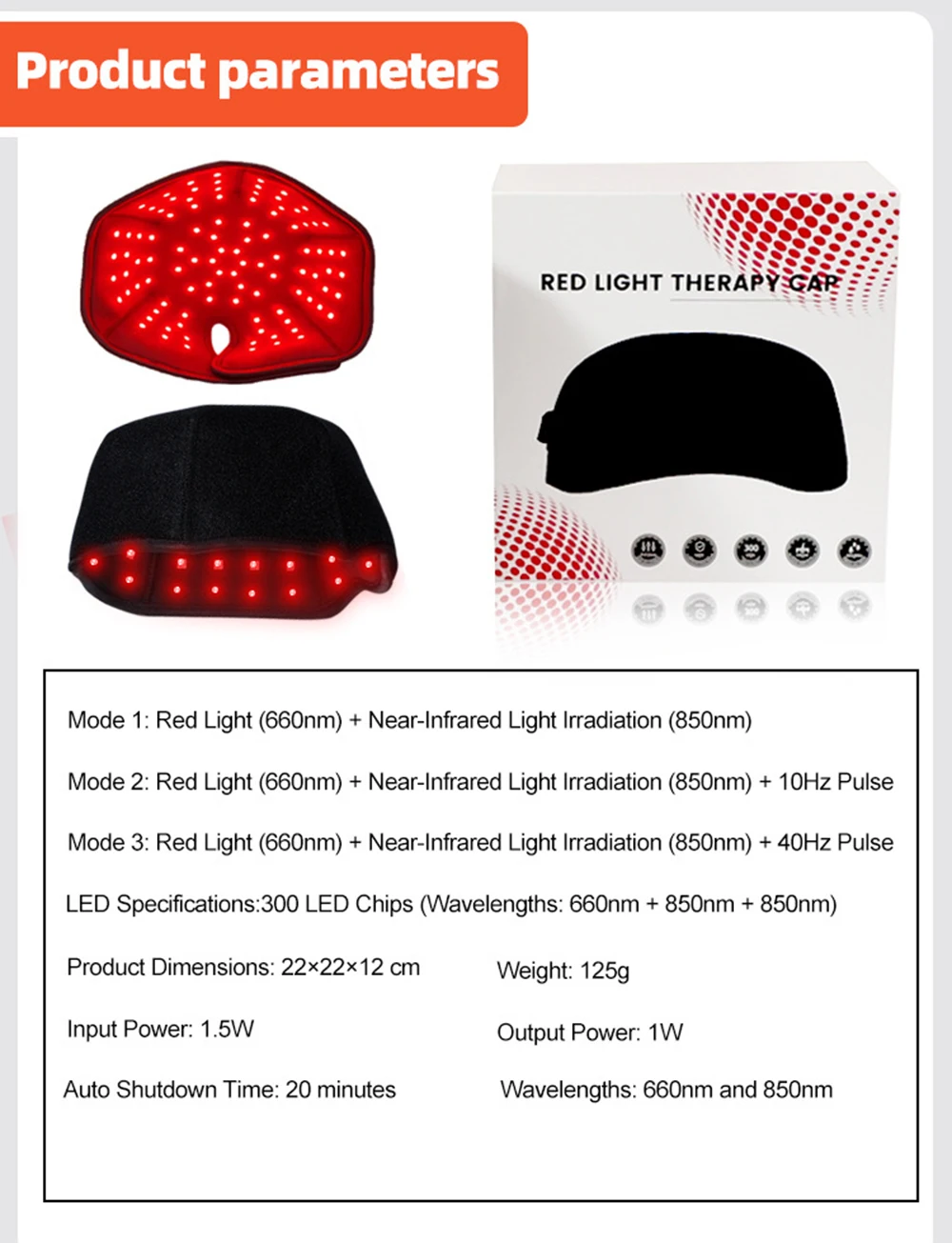 660nm 850nm Near Infrared LED Red Light Therapy Hat Device for Hair Growth Cap Prevant Loss Head Relaxation Relief Scalp
