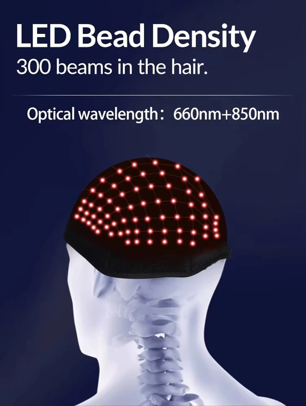660nm 850nm Near Infrared LED Red Light Therapy Hat Device for Hair Growth Cap Prevant Loss Head Relaxation Relief Scalp