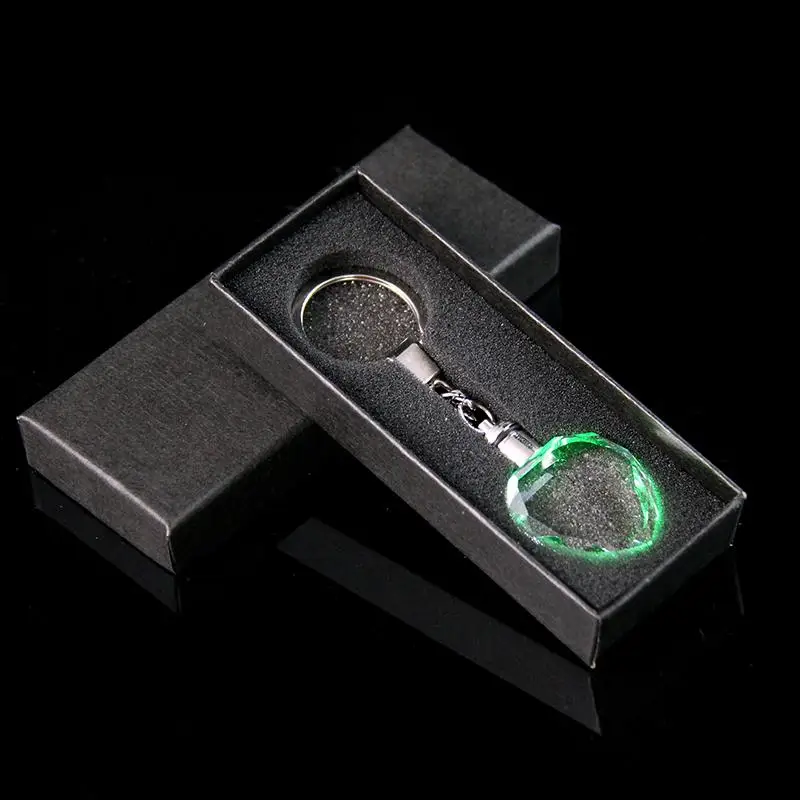 Wholesale 10-50pcs Blank Crystal Heart Shaped Keychain for 3D Laser Engraving Crystal Pendants With Colorful Light