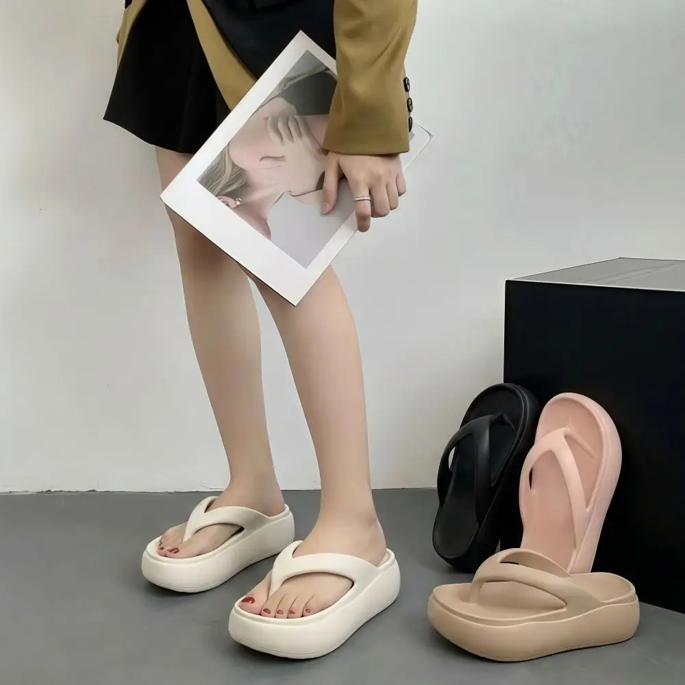 Height-increasing Platform Slippers 5CM EVA Soft Sole Beach Sandals Lightweight Anti-odor Women's Flip Flops Everyday Outfits