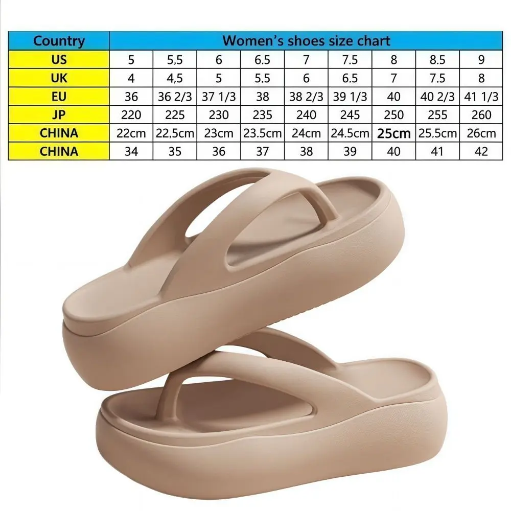 Height-increasing Platform Slippers 5CM EVA Soft Sole Beach Sandals Lightweight Anti-odor Women's Flip Flops Everyday Outfits