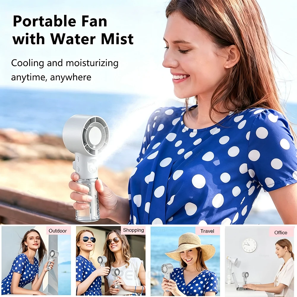 Portable Mini Humidifier Spray Fan Handheld Water Mist Fan Rechargeable Personal Hand Fan Small Water Spray Fan For Outdoor