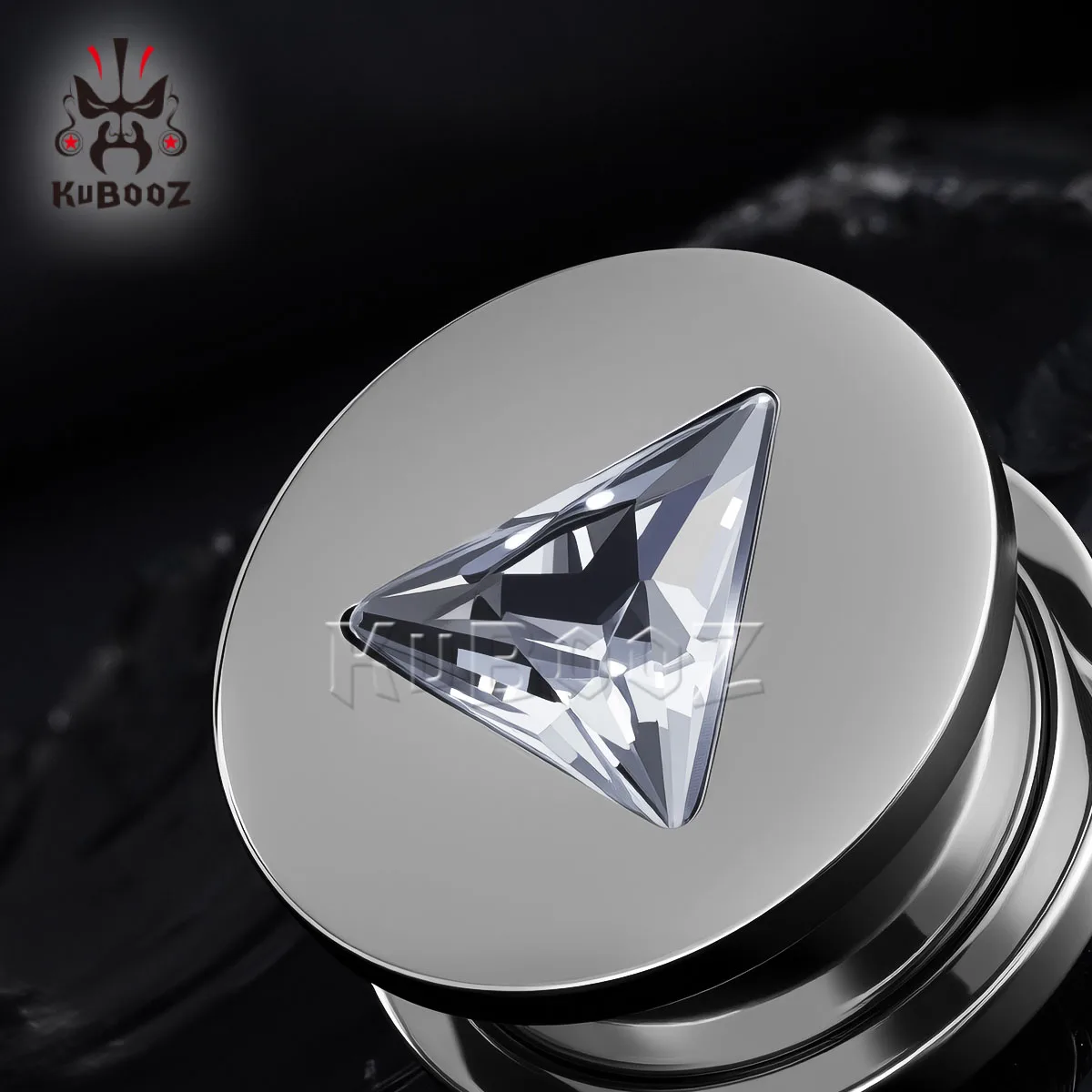 KUBOOZ Stainless Steel Triangle Zircon Ear Tunnels Plugs Screw Fit Ear Expanders Stretchers Gauge Body Piercing Jewelry 2PCS