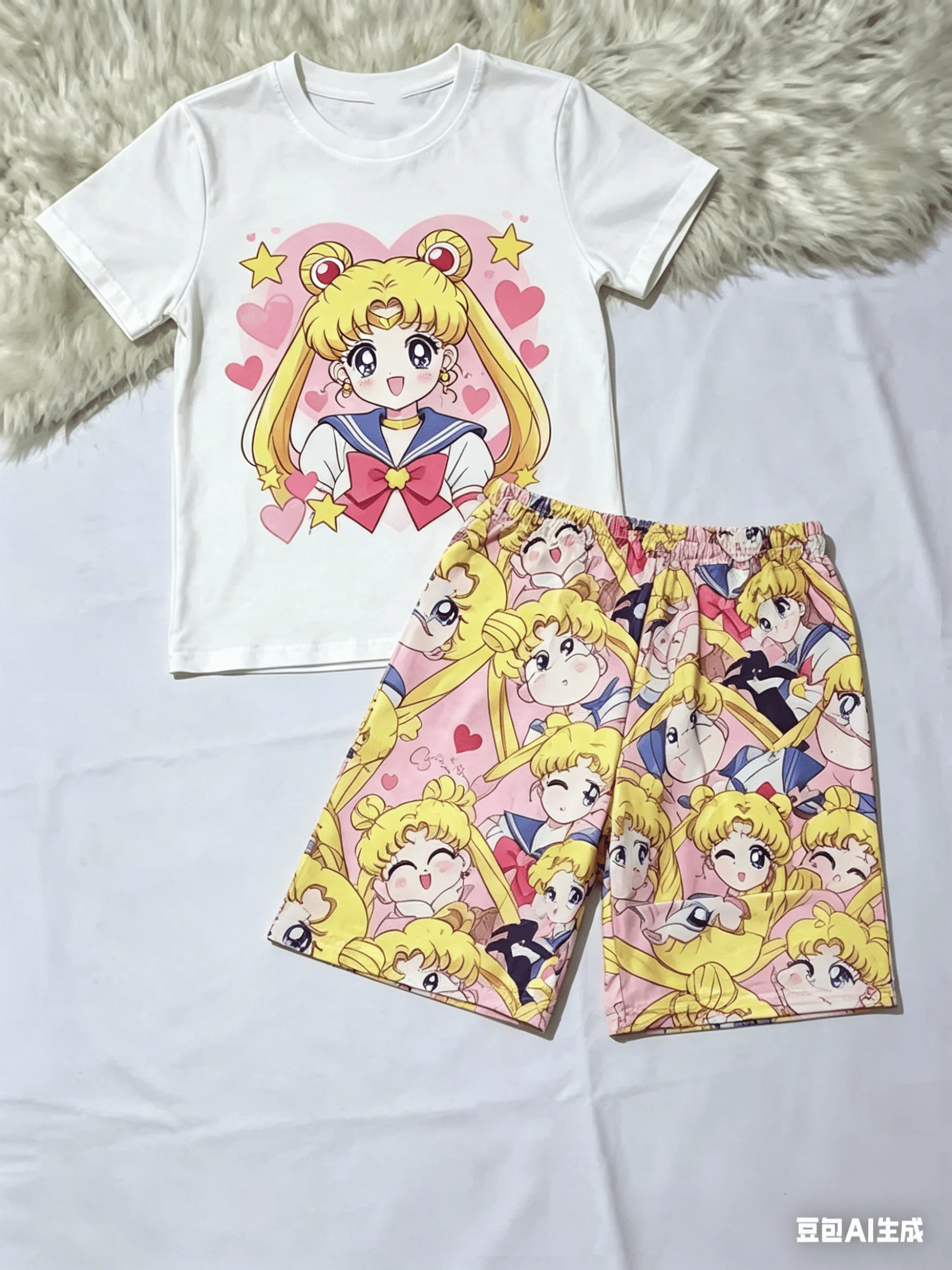 Sailor Moon Adult and Children's Short-sleeve and Shorts Set for Couples / Parent-child Set / Best Friends Casual Two-piece Set