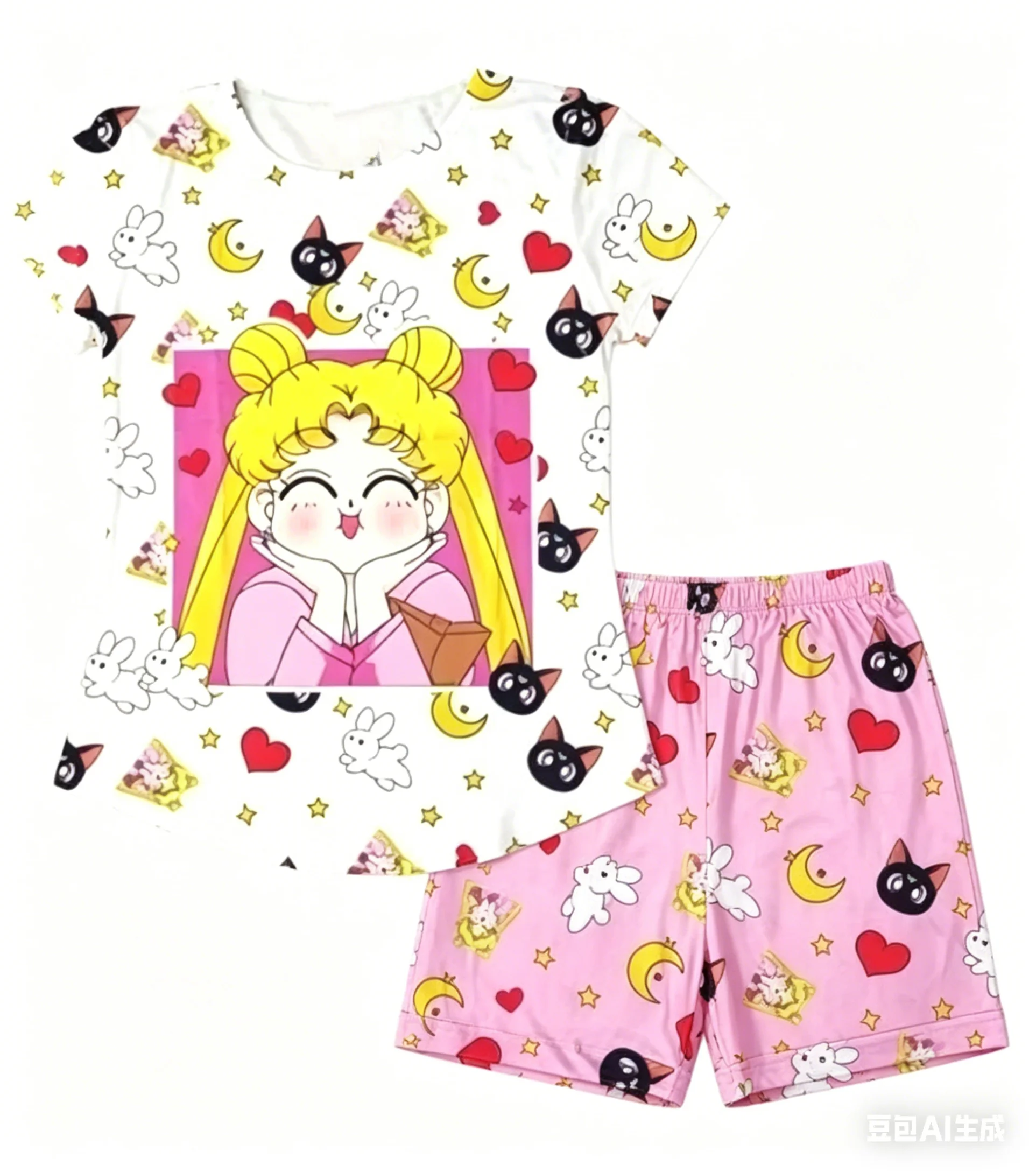 Sailor Moon Adult and Children's Short-sleeve and Shorts Set for Couples / Parent-child Set / Best Friends Casual Two-piece Set