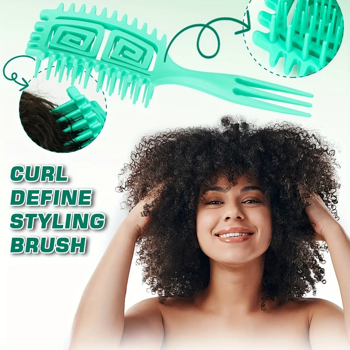 1pc Wet Curly Hair Brush, Defining Curl Detangler, for Blow Drying, Trident Handle Reduced Hair Pulling, Styling Tool Man Woman
